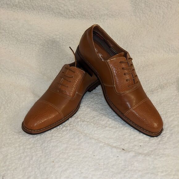 Ferro ALDO (Sam) Men\'s Lace Up Wingtip Oxford Dress Shoes Cognac Leather Sz 9 main image 5